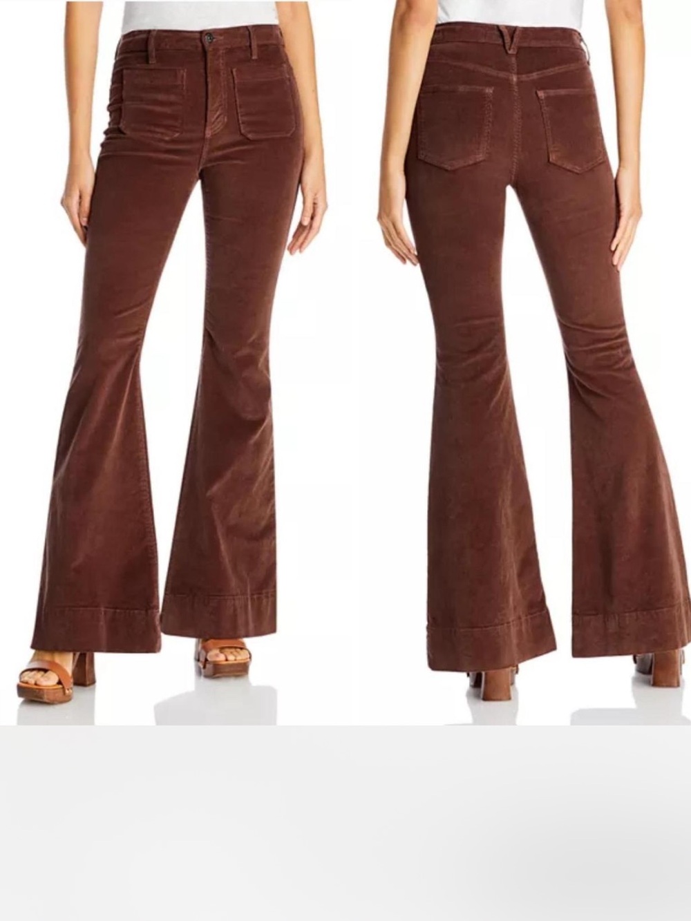 Veronica Beard Sheridan Exaggerated Flare High Rise Corduroy Pants Chickory 31